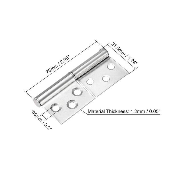 Lift Off Hinges, 3" 201 Stainless Steel Right Detachable Flag Hinges 4pcs Silver Tone Bed